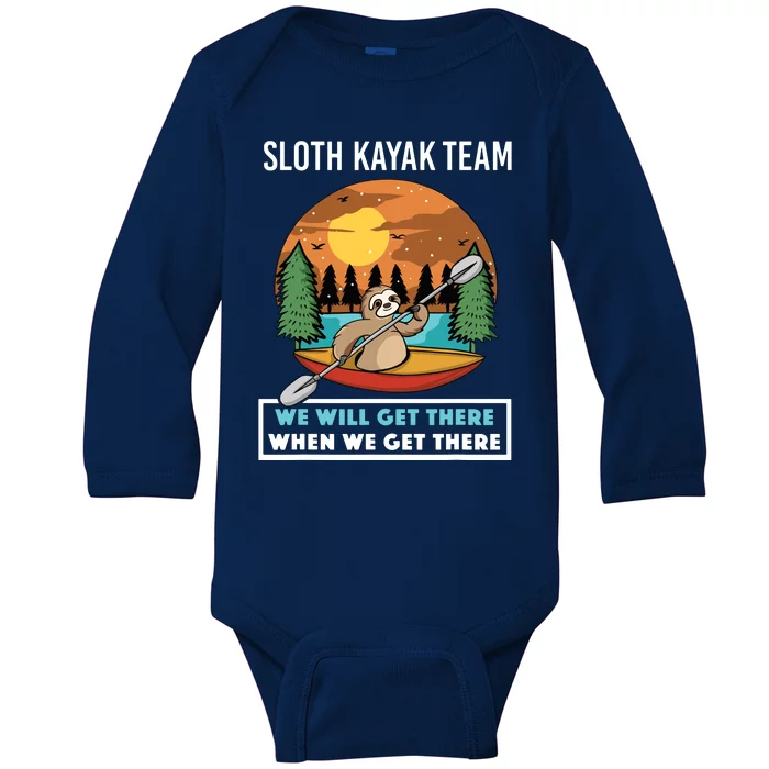 Funny Sloth Kayaking Art Fo Kayaker Crew Baby Long Sleeve Bodysuit