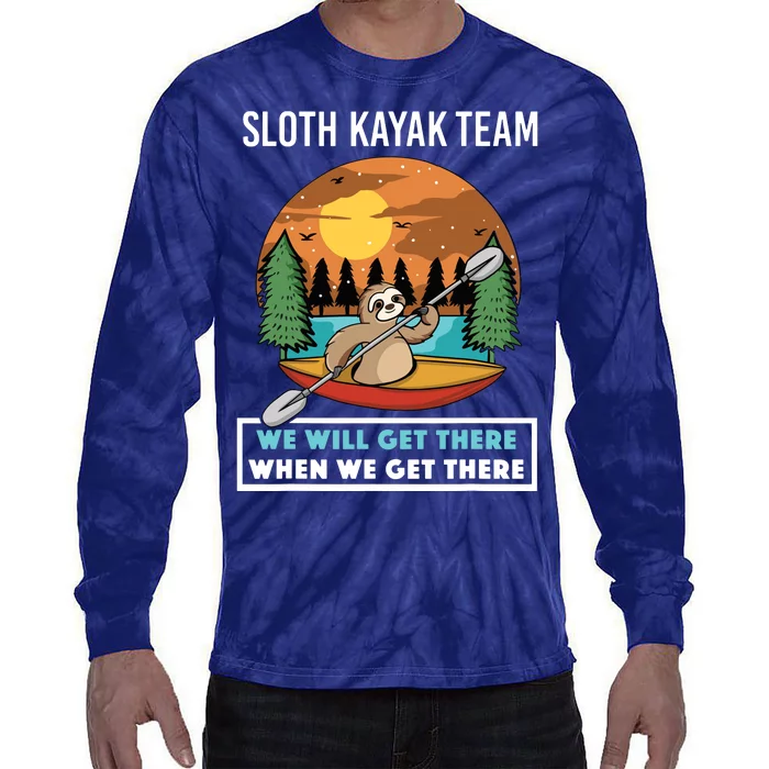 Funny Sloth Kayaking Art Fo Kayaker Crew Tie-Dye Long Sleeve Shirt