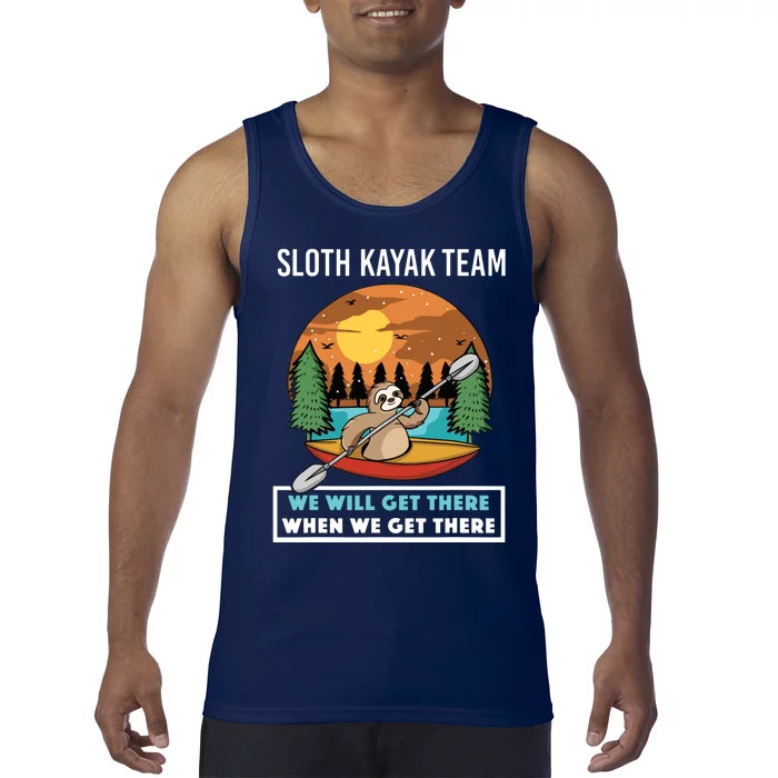 Funny Sloth Kayaking Art Fo Kayaker Crew Tank Top