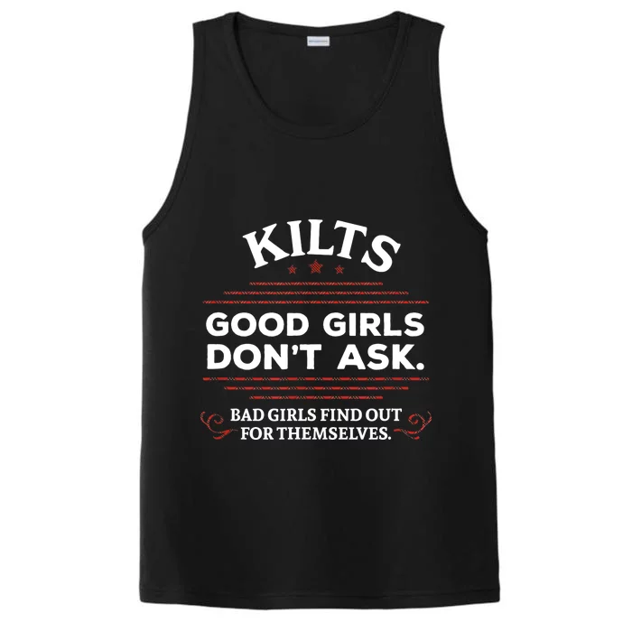 Funny Scottish Kilts Good Girl Don't Ask Scotland Performance Tank