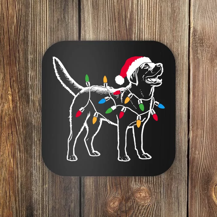 Funny Santa Labrador Retriever Christmas Lights Dog Lover Coaster