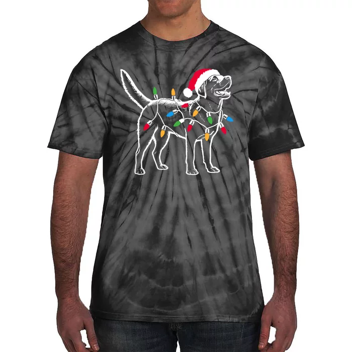 Funny Santa Labrador Retriever Christmas Lights Dog Lover Tie-Dye T-Shirt