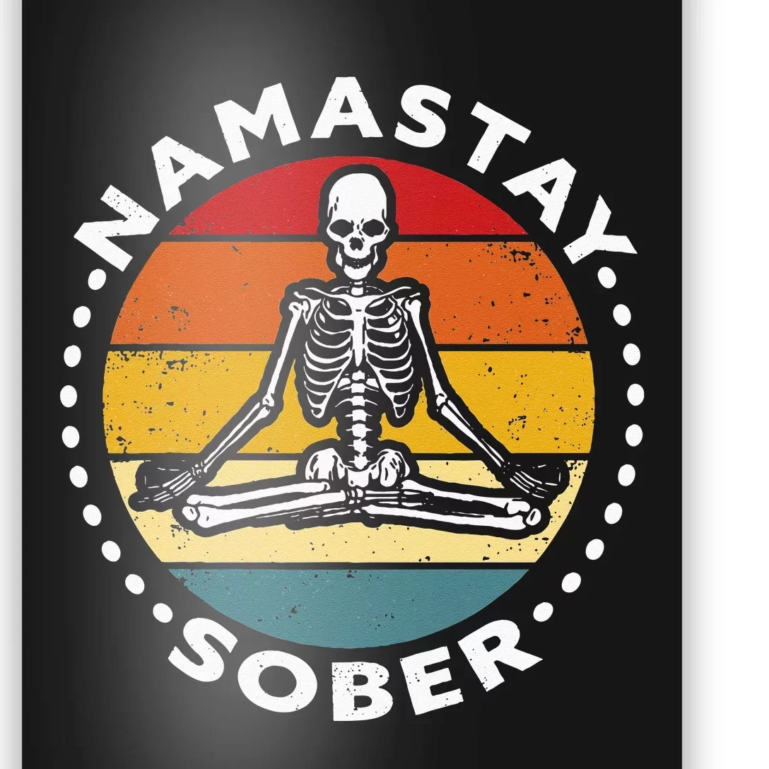 Funny Skeleton Lotus Position Yoga Sober Addiction Recovery Poster