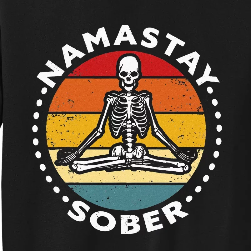 Funny Skeleton Lotus Position Yoga Sober Addiction Recovery Tall Sweatshirt