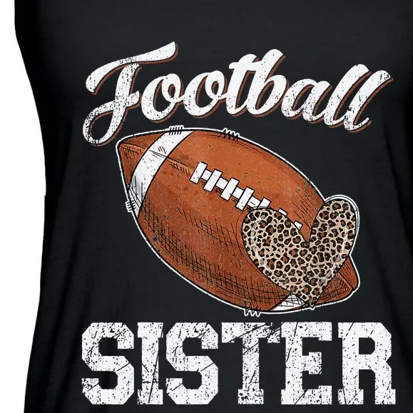 Football Sister Leopard Tee Ball Funny Mother's Day Ladies Essential Flowy Tank