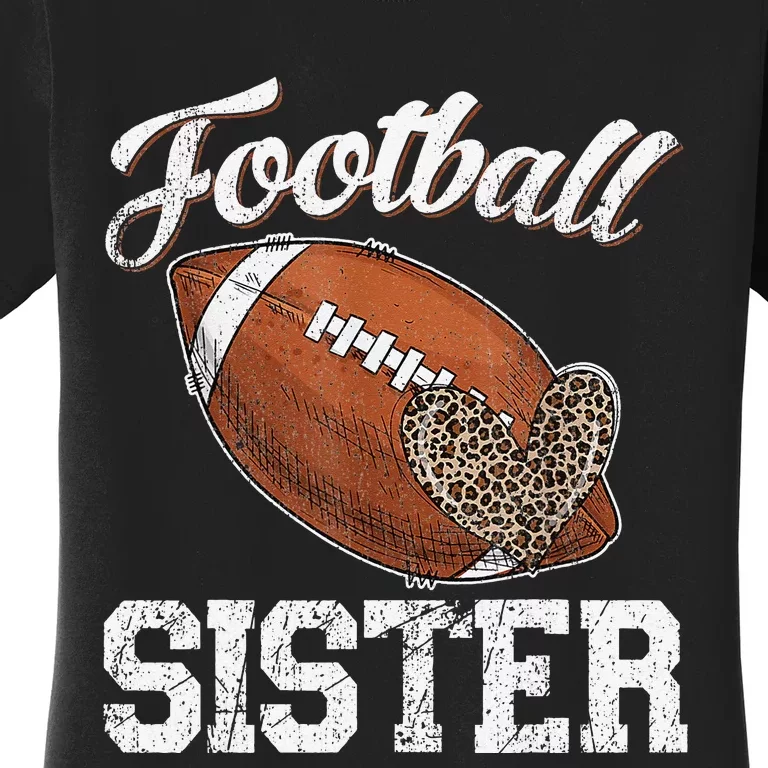 Football Sister Leopard Tee Ball Funny Mother's Day Women's T-Shirt