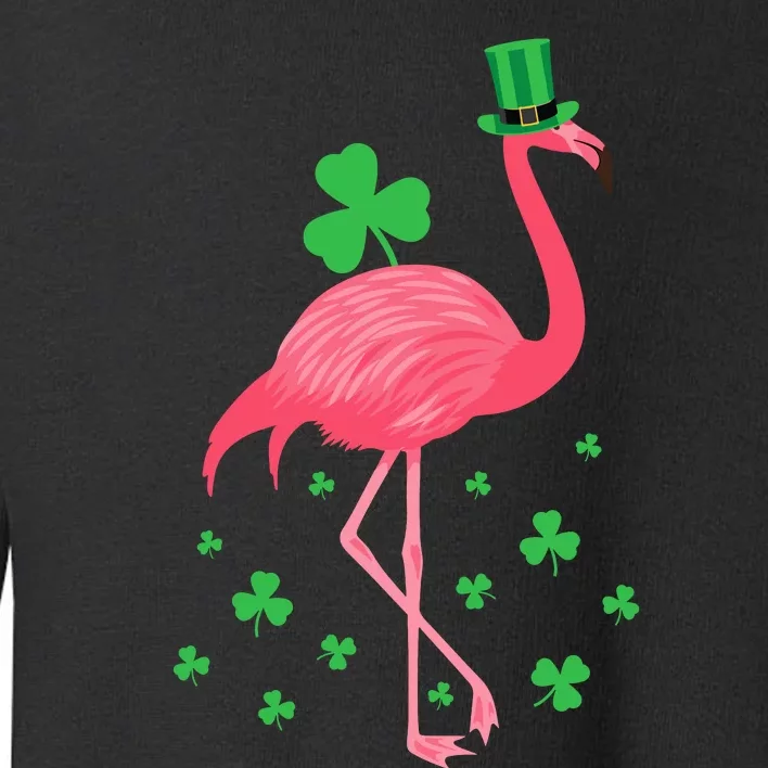 Flamingo Shamrock Leprechaun St Patricks Day Toddler Sweatshirt