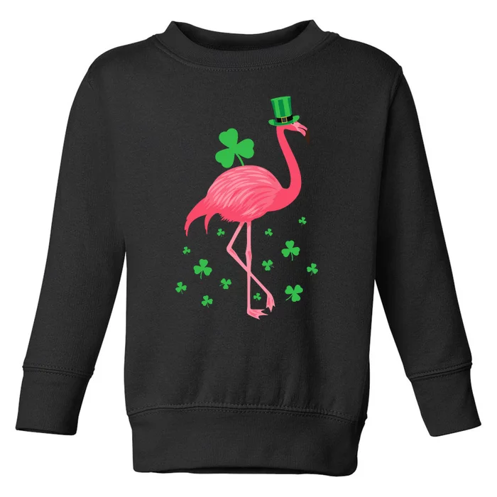 Flamingo Shamrock Leprechaun St Patricks Day Toddler Sweatshirt