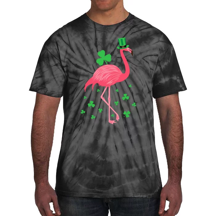 Flamingo Shamrock Leprechaun St Patricks Day Tie-Dye T-Shirt