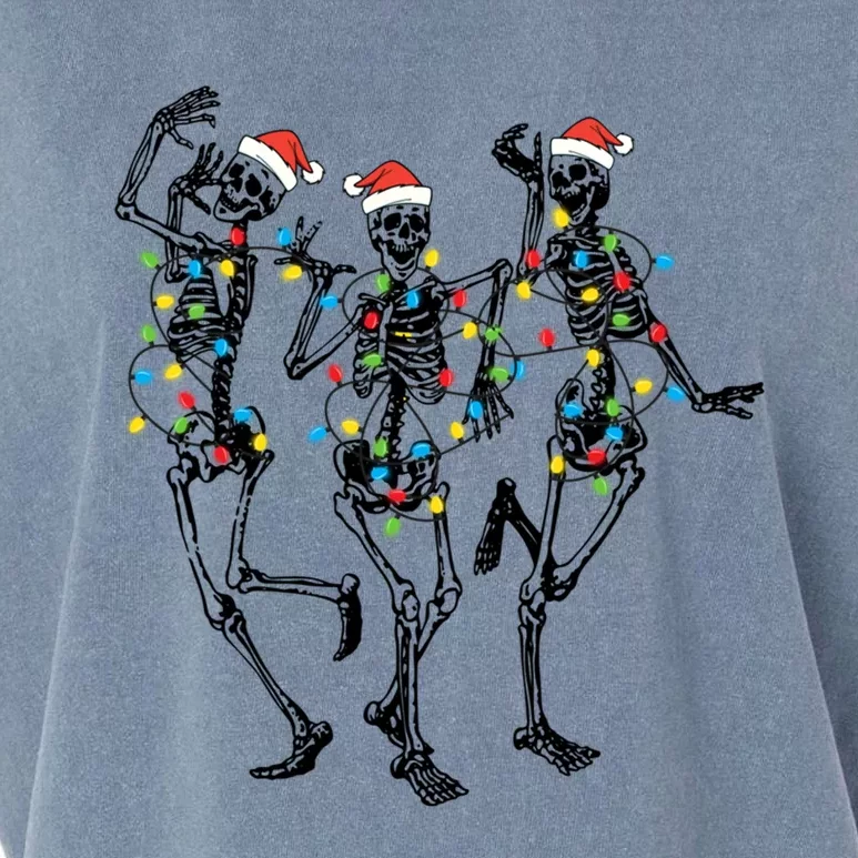 Festive Skeletons Lights Posing Christmas Holiday Xmas Dance Gift Garment-Dyed Women's Muscle Tee