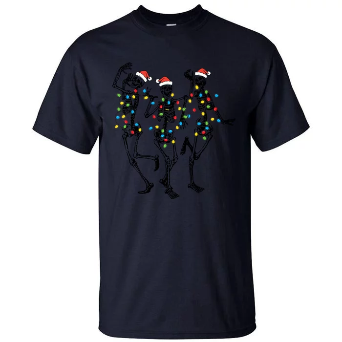 Festive Skeletons Lights Posing Christmas Holiday Xmas Dance Gift Tall T-Shirt