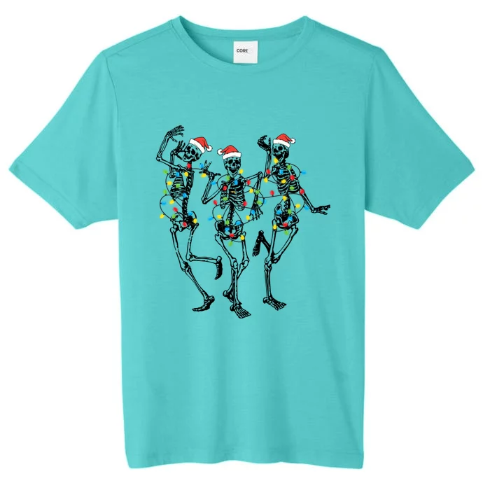 Festive Skeletons Lights Posing Christmas Holiday Xmas Dance Gift ChromaSoft Performance T-Shirt