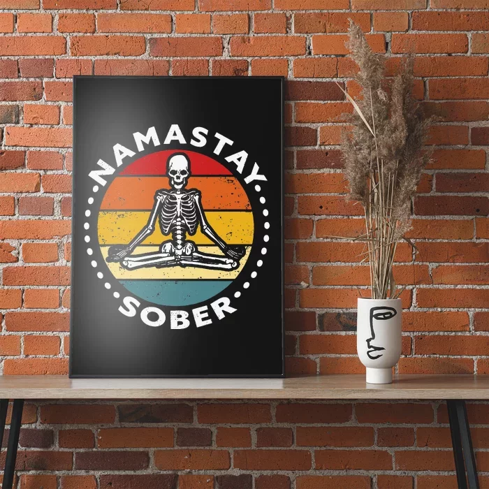 funny skeleton lotus position yoga sober addiction recovery Poster