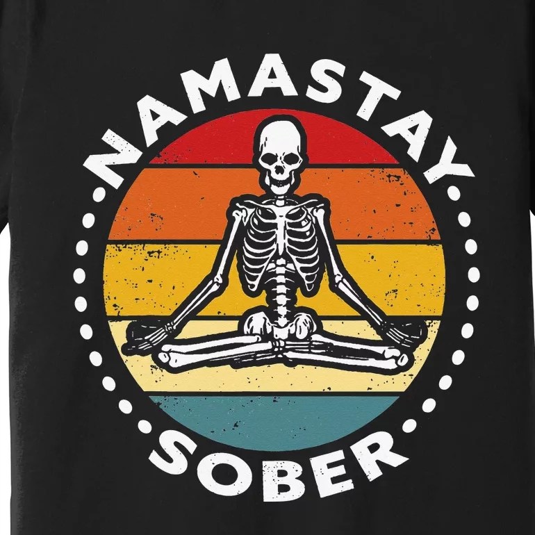 funny skeleton lotus position yoga sober addiction recovery Premium T-Shirt