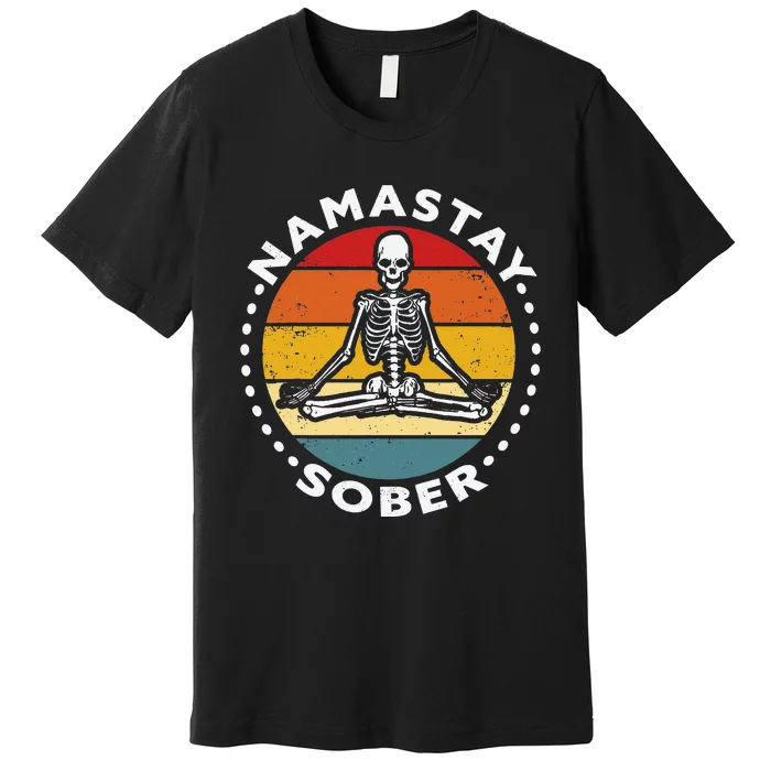 funny skeleton lotus position yoga sober addiction recovery Premium T-Shirt