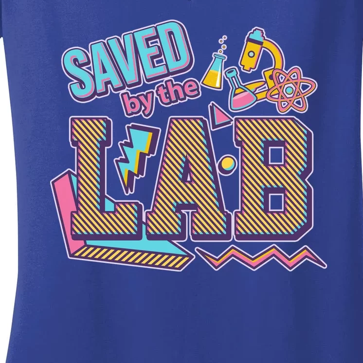 Funny School Lab Week Saved By The Lab Women's V-Neck T-Shirt