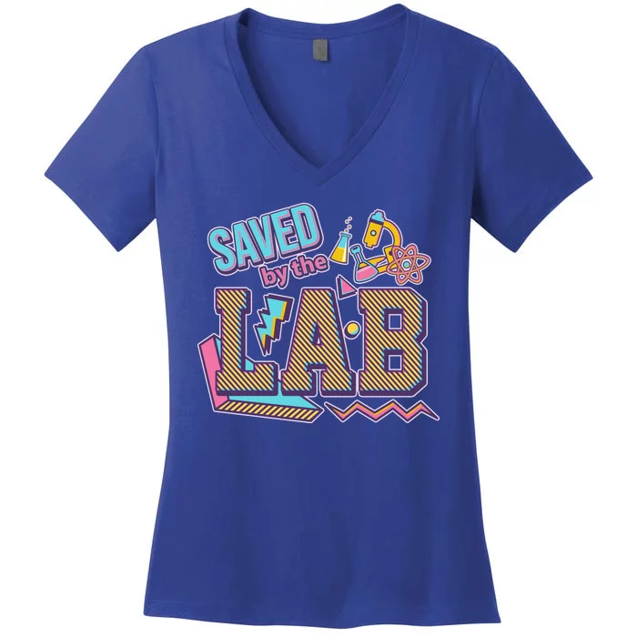 Funny School Lab Week Saved By The Lab Women's V-Neck T-Shirt