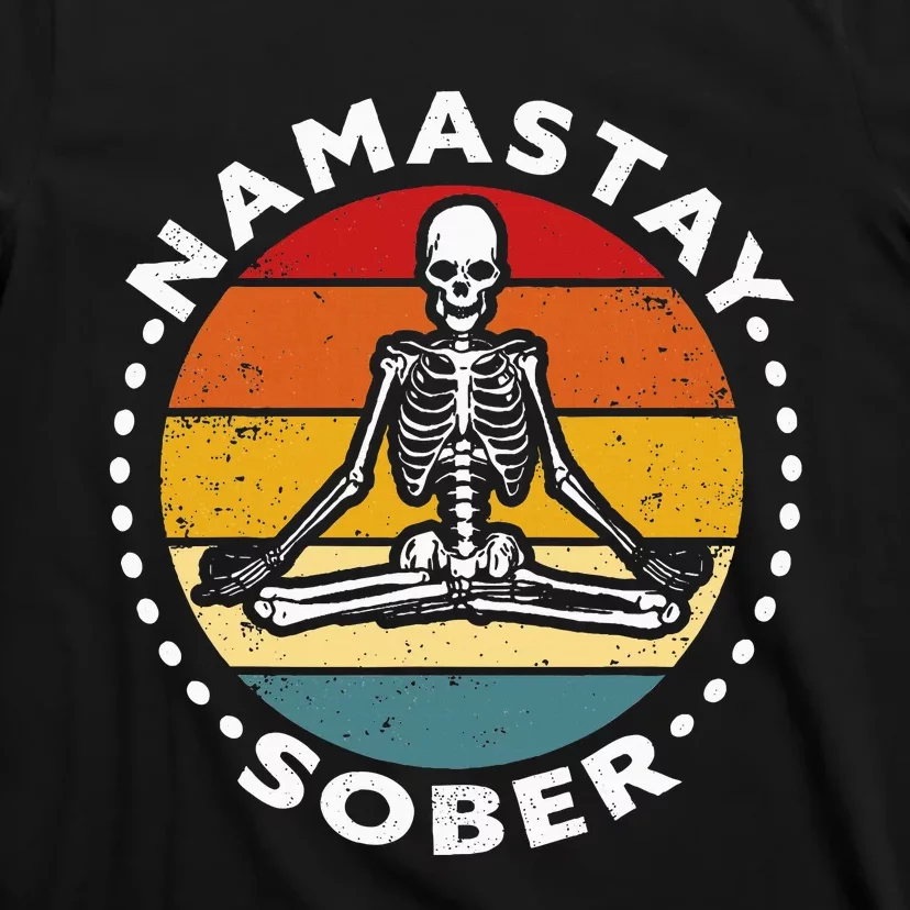 Funny Skeleton Lotus Position Yoga Sober Addiction Recovery T-Shirt