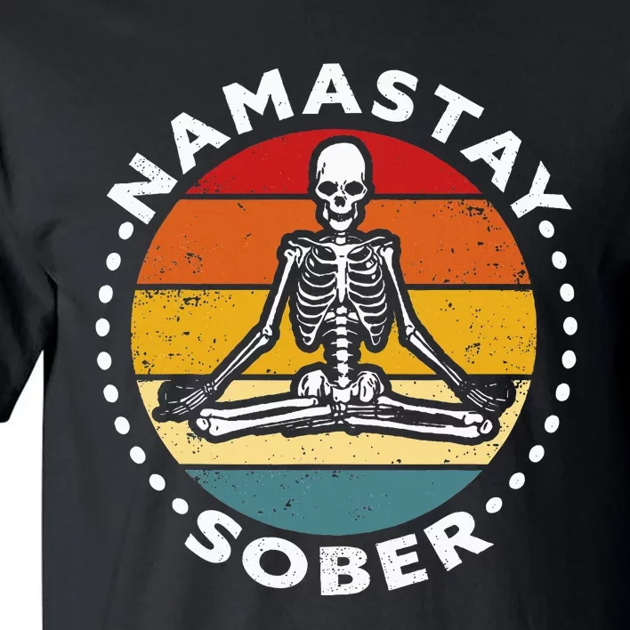 Funny Skeleton Lotus Position Yoga Sober Addiction Recovery Tall T-Shirt