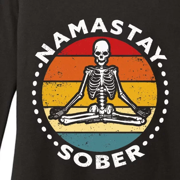 Funny Skeleton Lotus Position Yoga Sober Addiction Recovery Womens CVC Long Sleeve Shirt