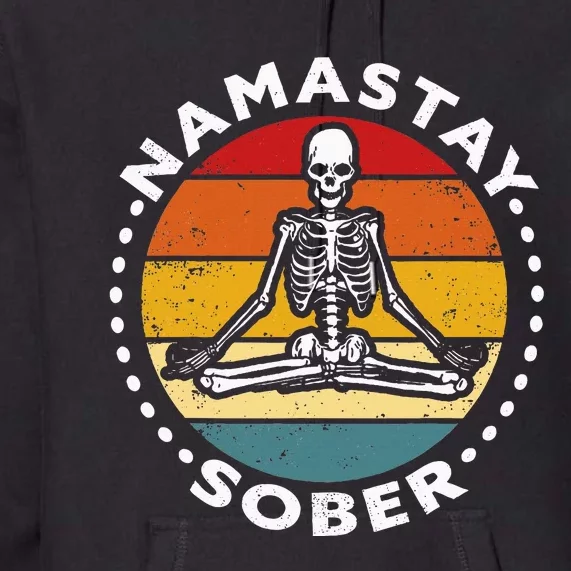 Funny Skeleton Lotus Position Yoga Sober Addiction Recovery Premium Hoodie