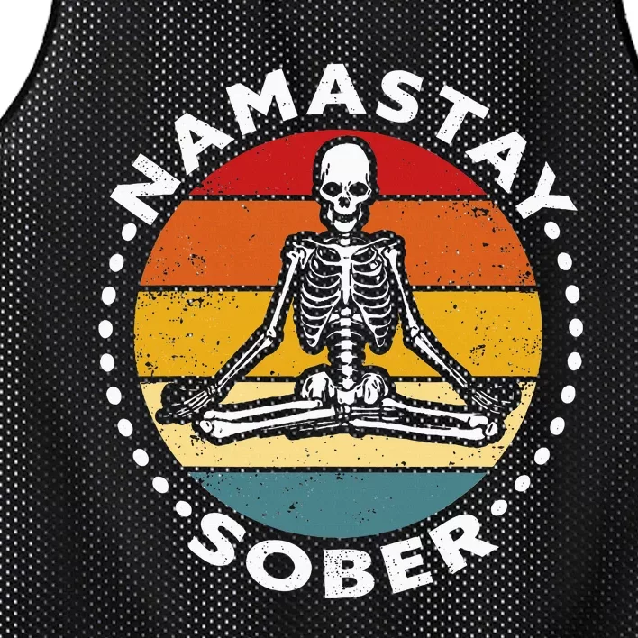 Funny Skeleton Lotus Position Yoga Sober Addiction Recovery Mesh Reversible Basketball Jersey Tank