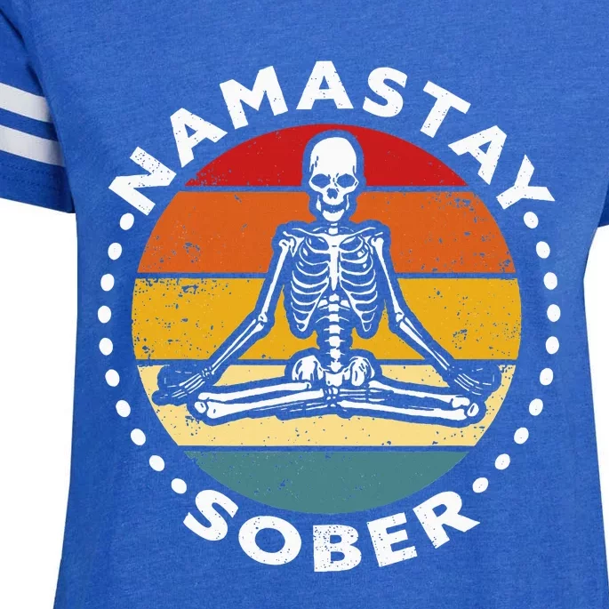 Funny Skeleton Lotus Position Yoga Sober Addiction Recovery Enza Ladies Jersey Football T-Shirt