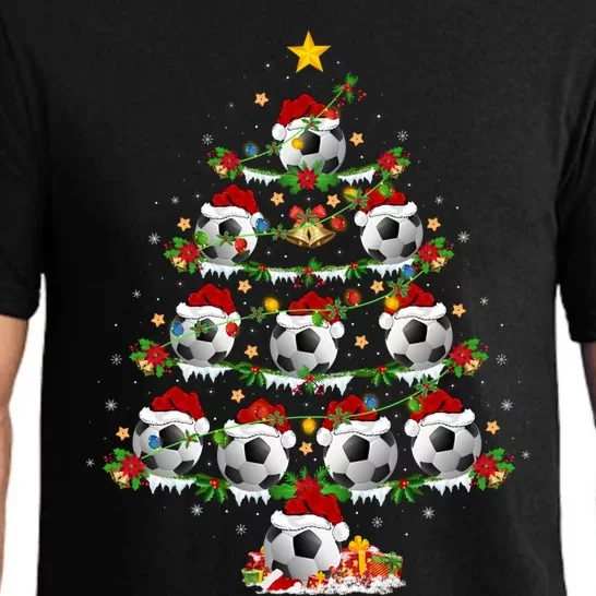 Football Sports Lover Xmas Lighting Football Christmas Tree Funny Gift Pajama Set