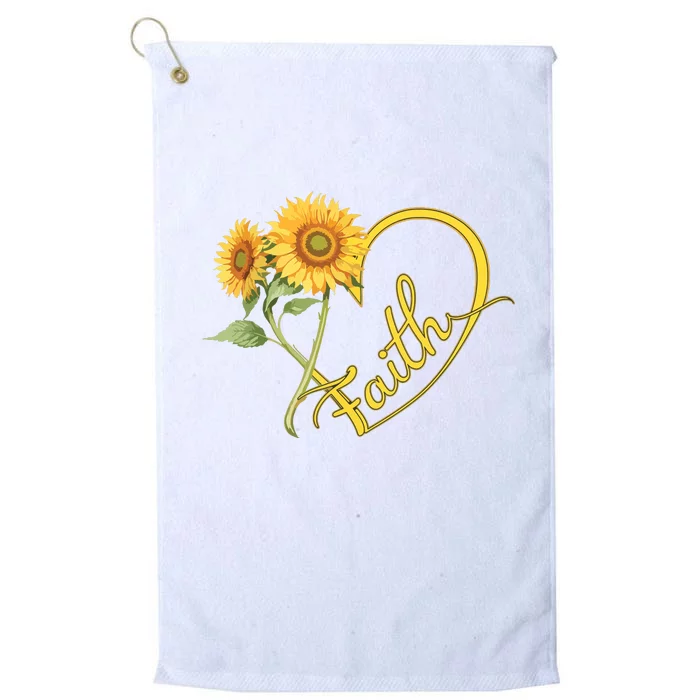 Faith Sunflower Love Heart Spiritual Nature Floral Platinum Collection Golf Towel