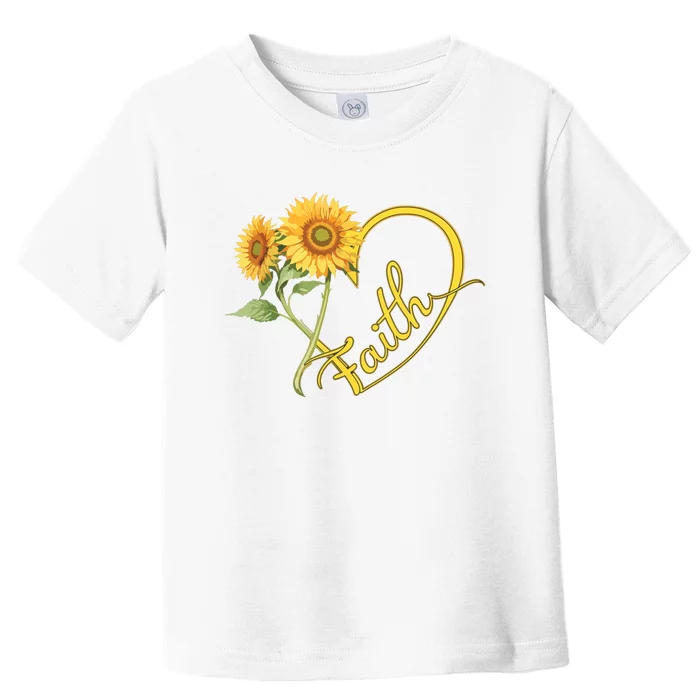 Faith Sunflower Love Heart Spiritual Nature Floral Toddler T-Shirt