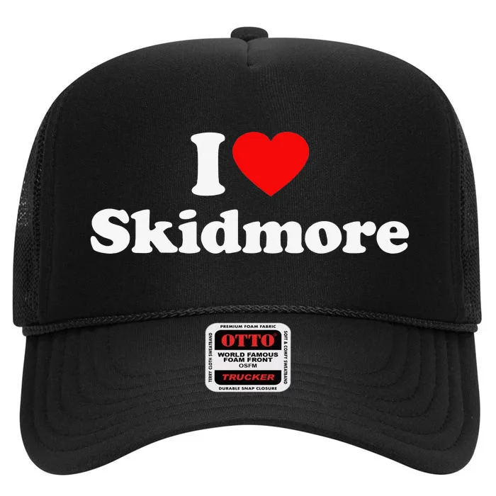 funny Skidmore Love Heart College University Alumni High Crown Mesh Trucker Hat