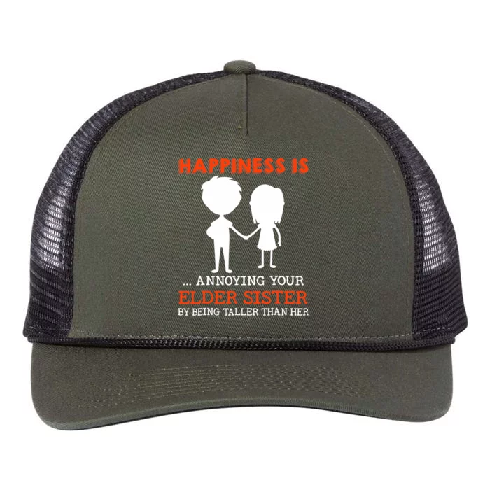 Funny Sibling Little Brother Lil Sister Retro Rope Trucker Hat Cap