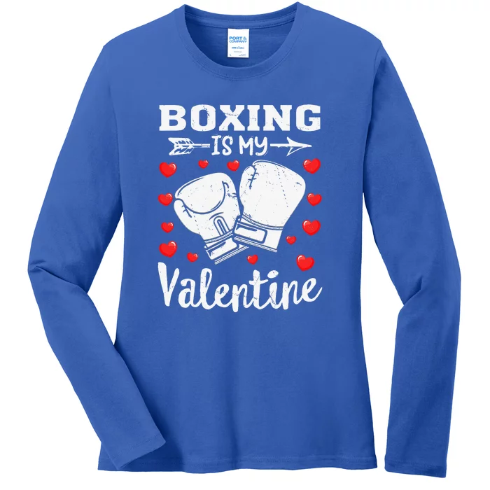 Funny Sport Lover Boxing Is My Valentine Ladies Long Sleeve Shirt