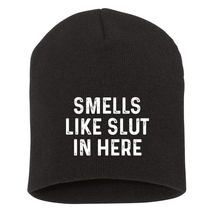 Funny Smells Like Slut In Here Gift Offensive Funny Adult Humor Gift Short Acrylic Beanie