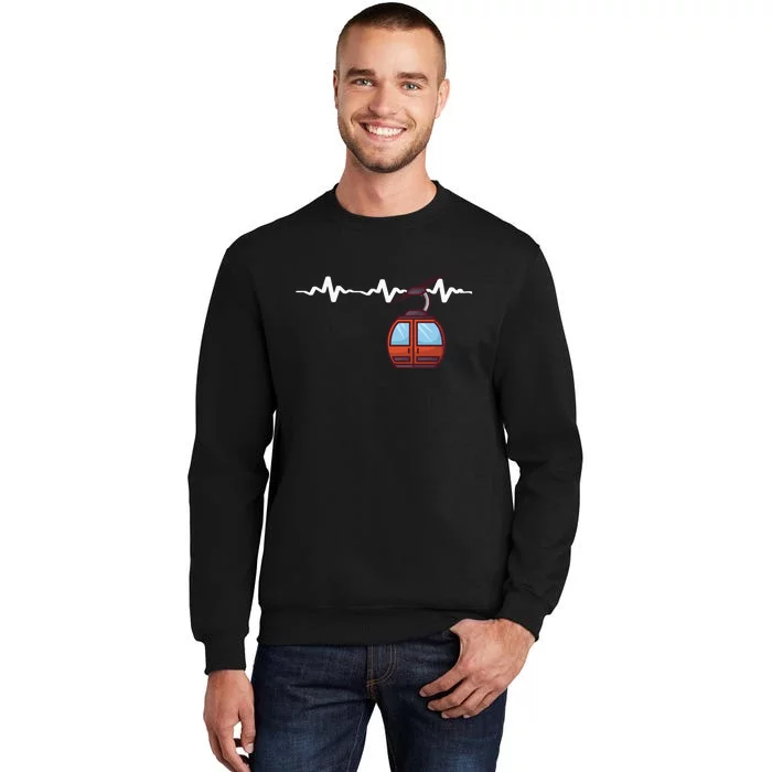 Funny Ski Lift Heartbeat Design Skier Gift For Skier Sweatshirt