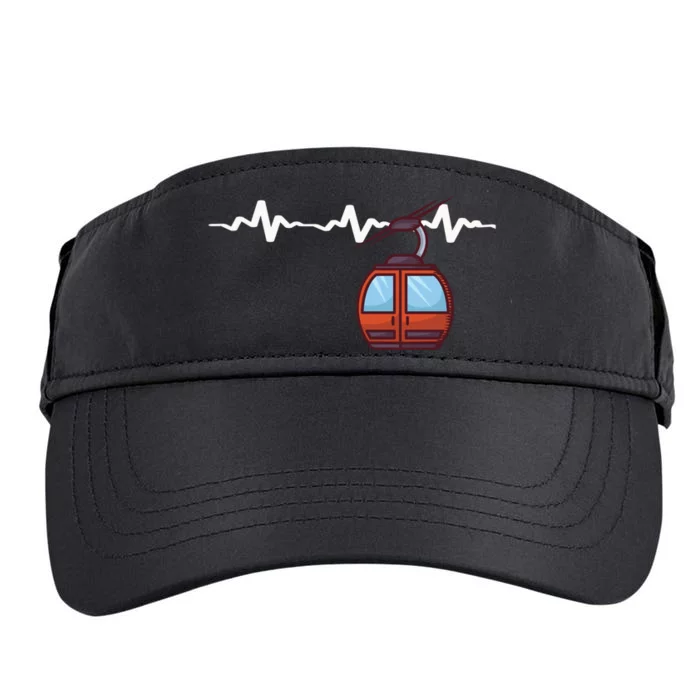 Funny Ski Lift Heartbeat Design Skier Gift For Skier Adult Drive Performance Visor