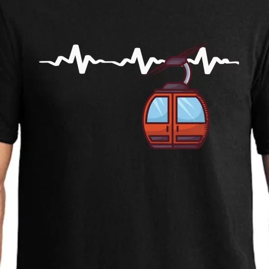 Funny Ski Lift Heartbeat Design Skier Gift For Skier Pajama Set