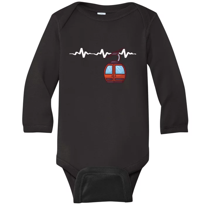 Funny Ski Lift Heartbeat Design Skier Gift For Skier Baby Long Sleeve Bodysuit