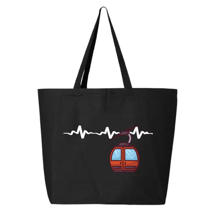 Funny Ski Lift Heartbeat Design Skier Gift For Skier 25L Jumbo Tote