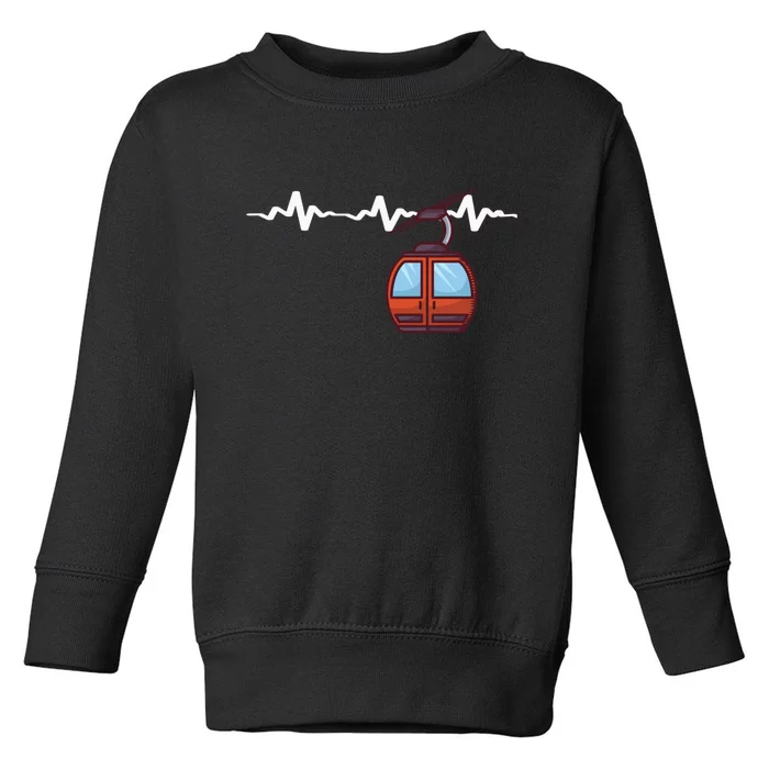 Funny Ski Lift Heartbeat Design Skier Gift For Skier Toddler Sweatshirt