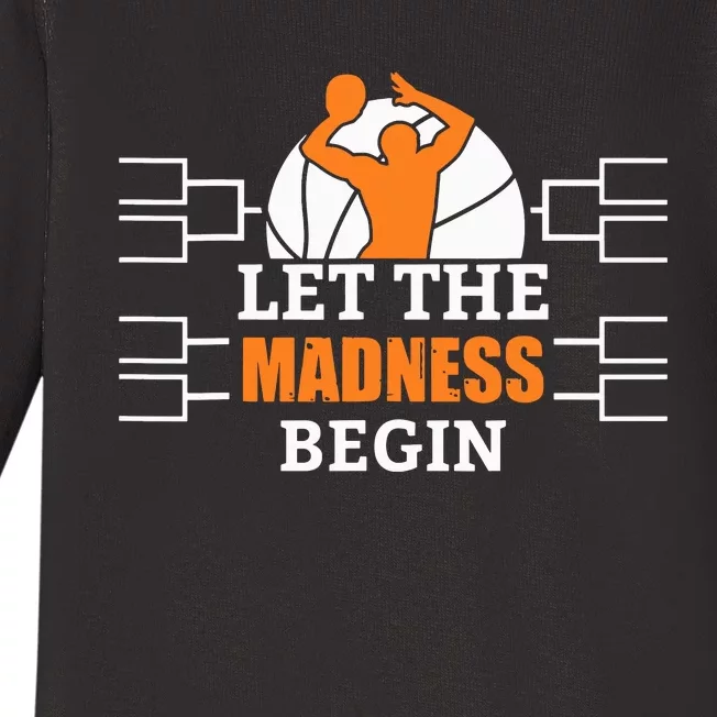 Funny Sport Let The Madness Begin Basketball Baby Long Sleeve Bodysuit