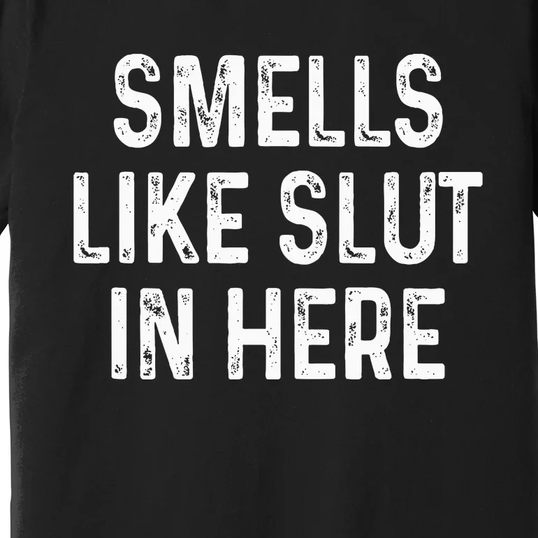 Funny Smells Like Slut In Here Offensive Adult Humor Premium T-Shirt