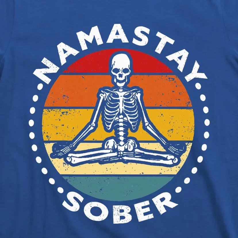 Funny Skeleton Lotus Position Yoga Sober Addiction T-Shirt