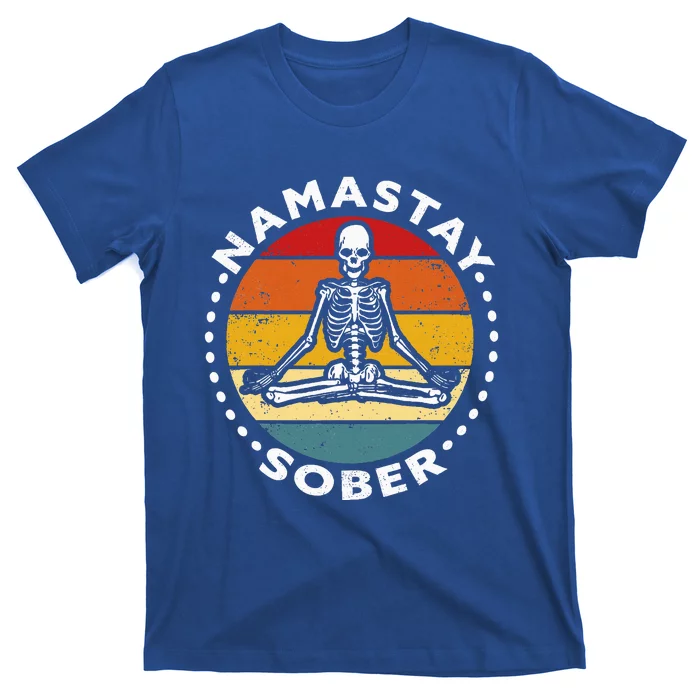 Funny Skeleton Lotus Position Yoga Sober Addiction T-Shirt