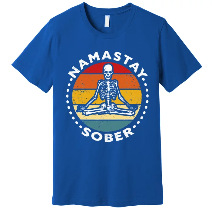 Funny Skeleton Lotus Position Yoga Sober Addiction Premium T-Shirt