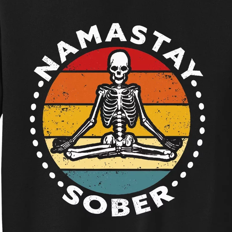 Funny Skeleton Lotus Position Yoga Sober Addiction Recovery Tall Sweatshirt