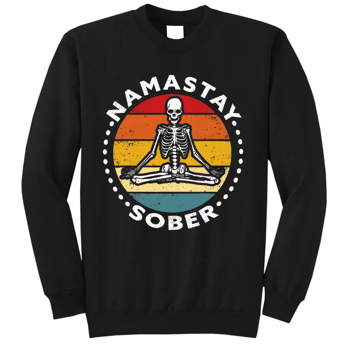 Funny Skeleton Lotus Position Yoga Sober Addiction Recovery Tall Sweatshirt