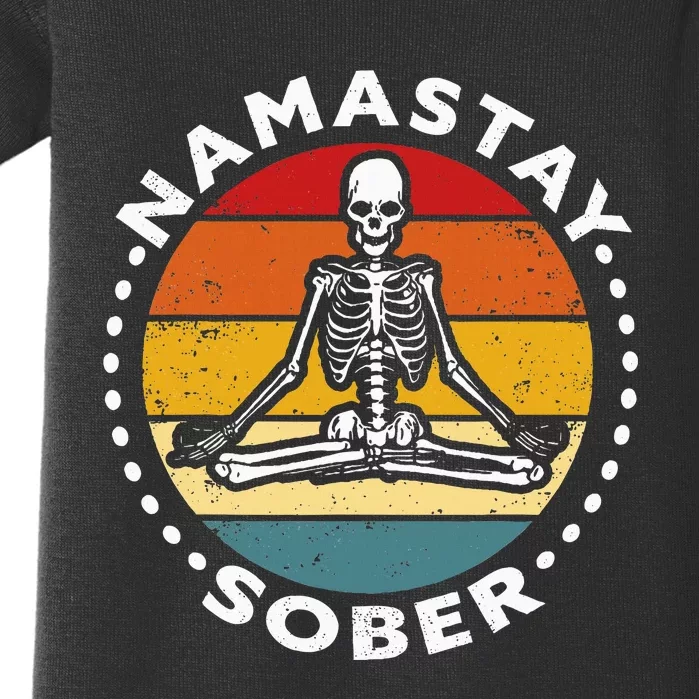 Funny Skeleton Lotus Position Yoga Sober Addiction Recovery Baby Bodysuit