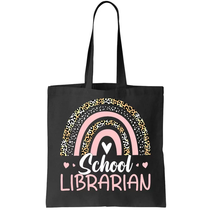 Funny School Librarian Rainbow Leopard Print Librarian Tote Bag