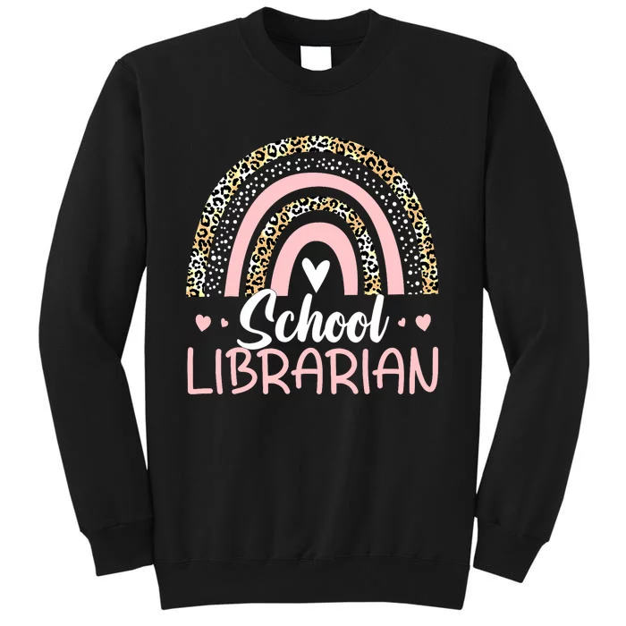 Funny School Librarian Rainbow Leopard Print Librarian Tall Sweatshirt